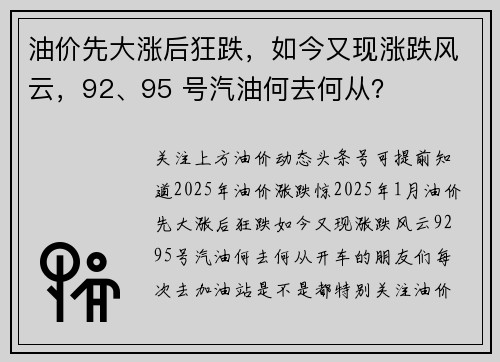 油价先大涨后狂跌，如今又现涨跌风云，92、95 号汽油何去何从？