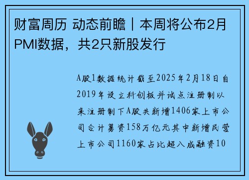 财富周历 动态前瞻｜本周将公布2月PMI数据，共2只新股发行